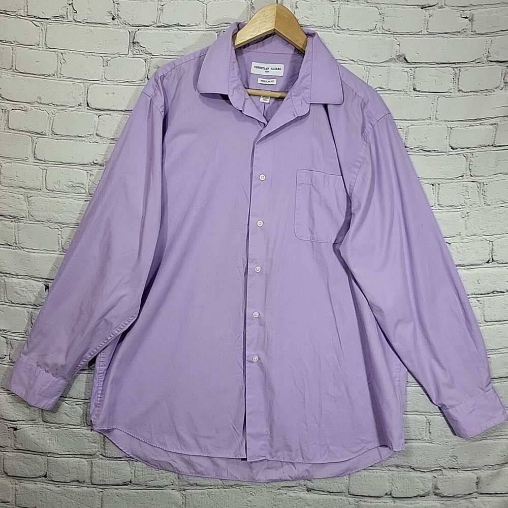 Christian Aujard‎ Paris Shirt Mens XL Button Up Lavender Long Sleeve